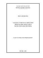 Vận dụng lý thuyết đa thông minh trong dạy học lịch sử lớp 10 trường trung học phổ thông 
