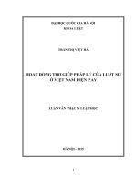 OẠT ĐỘNG TRỢ GIÚP PHÁP lý của LUẬT sư ở VIỆT NAM HIỆN NAY 