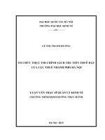 TỔ CHỨC THỰC THI CHÍNH SÁCH THU TIỀN THUÊ đất của cục THUẾ THÀNH PHỐ hà nội 