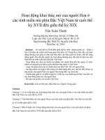 Hoạt động khai thác mỏ của người Hoa ở các tỉnh miền núi phía Bắc Việt Nam từ cuối thế kỷ XVII đến giữa thế kỷ XIX