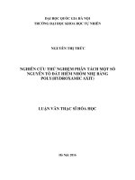 Nghiên cứu thử nghiệm phân tách một số nguyên tố đất hiếm nhóm nhẹ bằng poly(hydroxamic axit) 