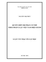 Quyền hiến bộ phận cơ thể theo pháp luật việt nam hiện hành 