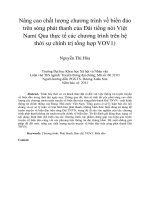 Nâng cao chất lượng chương trình về biển đảo trên sóng phát thanh của Đài tiếng nói Việt Nam( Qua thực tế các chương trình trên hệ thời sự chính trị tổng hợp VOV1)