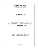 HOÀN THIỆN CÔNG tác QUẢN lý NHÀ nước về đất ĐAI của HUYỆN mê LINH THÀNH PHỐ hà nội 