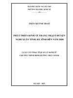 Phát triển kinh tế trang trại ở huyện nghi xuân, tỉnh hà tĩnh đến năm 2020 