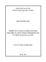 Nghiên cứu và nâng cao khả năng sinh tổng hợp các chất có tính hoạt kháng nấm từ chủng serratia marcescens DT3 