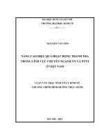 Nâng cao hiệu quả hoạt động thanh tra trong lĩnh vực chuyên ngành nông nghiệp và phát triển nông thôn ở việt nam 