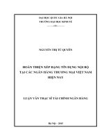 Hoàn thiện xếp hạng tín dụng nội bộ tại các ngân hàng thương mại việt nam hiện nay 