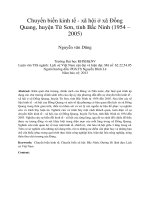 Chuyển biến kinh tế  xã hội ở xã Đồng Quang, huyện Từ Sơn, tỉnh Bắc Ninh (1954 – 2005)