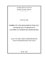 Nghiên cứu ứng dụng khung năng lực vào đánh giá cán bộ quản lý tại công ty cổ phần may II hải dương 