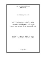 Mặt chủ quan của tội phạm trong luật hình sự việt nam (trên cơ sở số liệu thực tiễn địa bàn tỉnh đắk lắk) 