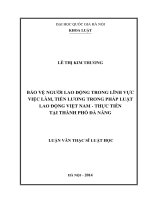 Bảo vệ người lao động trong lĩnh vực việc làm, tiền lương trong pháp luật lao động việt nam – thực tiễn tại thành phố đà nẵng 