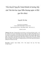 Tiểu thuyết Nguyễn Xuân Khánh từ hướng tiếp cận Văn hóa học (qua Mẫu thượng ngàn và Đội gạo lên chùa)