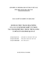 Đánh giá thực trạng hoạt động  của các cơ sở hành nghề y t  nhân  tại 2 thành phố trực thuộc trung  ơng  và đề xuất giải pháp quản lý 