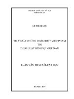 Tự ý nửa chừng chấm dứt việc phạm tội theo luật hình sự việt nam 