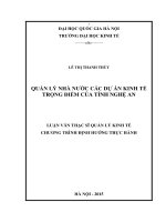 QUẢN lý NHÀ nước các dự án KINH tế TRỌNG điểm của TỈNH NGHỆ AN 