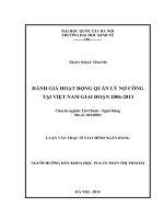 Đánh giá hoạt động quản lý nợ công tại việt nam giai đoạn 2006 – 2013 
