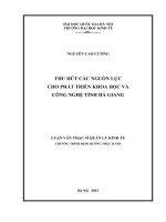 THU hút các NGUỒN lực CHO PHÁT TRIỂN KHOA học và CÔNG NGHỆ TỈNH hà GIANG 