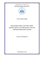 Hoạch định chiến lược phát triển trường trung cấp nghề huyện cam lâm, tỉnh khánh hòa đến năm 2020