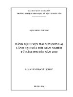 Đảng bộ huyện mai sơn ( sơn lã) lãnh đạo xóa đói giảm nghèo từ năm 1996 đến năm 2010 (tt)