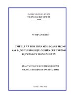 TRIẾT lý và TINH THẦN KINH DOANH TRONG xây DỰNG THƯƠNG HIỆU NGHIÊN cứu TRƯỜNG hợp CÔNG TY TRUNG NGUYÊN 