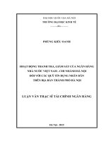Hoạt động thanh tra, giám sát của ngân hàng nhà nước việt nam   chi nhánh hà nội đối với các quỹ tín dụng nhân dân trên địa bàn thành phố hà nội 