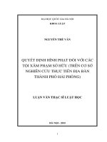 Quyết định hình phạt đối với các tội xâm phạm sở hữu trên cơ sở nghiên cứu thực tiễn địa bàn thành phố hải phòng 