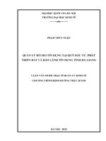 Quản lý rủi ro tín dụng tại quỹ đầu tư, phát triển đất và bảo lãnh tín dụng tỉnh hà giang 