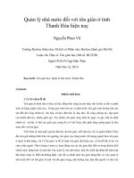 Quản lý nhà nước đối với tôn giáo ở tỉnh Thanh Hóa hiện nay