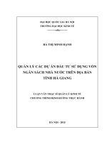 QUẢN lý các dự án đầu tư sử DỤNG vốn NGÂN SÁCH NHÀ nước TRÊN địa bàn TỈNH hà GIANG 
