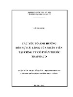 Các yếu tố ảnh hưởng đến sự hài lòng của nhân viên tại công ty cổ phần thuốc traphaco 