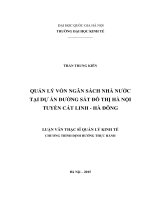 Quản lý vốn ngân sách nhà nước tại dự án đường sắt đô thị hà nội tuyến cát linh   hà đông 