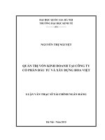 Quản trị vốn kinh doanh tại công ty cổ phần đầu tư và xây dựng hoa việt 