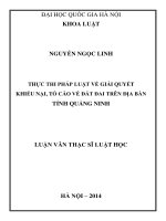 Thực thi pháp luật về giải quyết khiếu nại, tố cáo về đất đai trên địa bàn tỉnh quảng ninh 