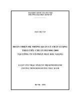 Hoàn thiện hệ thống quản lý chất lượng theo tiêu chuẩn ISO 9001 2000 tại công ty cổ phần may bắc giang 