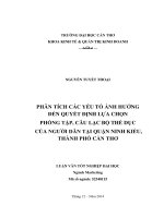 phân tích các yếu tố ảnh hưởng đến quyết định lựa chọn phòng tập, câu lạc bộ thể dục của người dân tại quận ninh kiều, thành phố cần thơ 