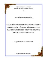 Luận văn thạc sĩ  các nhân tố ảnh ảnh hưởng đến cấu trúc vốn của các công ty bất động sản   xây dựng niêm yết trên thị trường chứng khoán việt nam 