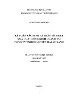 kế toán xác định và phân tích kết quả hoạt động kinh doanh tại công ty tnhh dacotex hải âu xanh