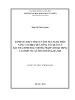 Đánh giá thực trạng và đề xuất giải pháp nâng cao hiệu quả công tác quản lý rác thải sinh hoạt trong phạm vi hoạt động của hợp tác xã thành công, hà nội 