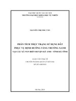Phân tích thực trạng sử dụng đất phục vụ định hướng tăng trưởng xanh tại các xã ven biển huyện kỳ anh, tỉnh hà tĩnh 
