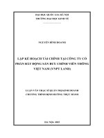 Lập kế hoạch tài chính tại công ty cổ phần bất động sản bưu chính viễn thông việt nam (VNPT LAND) 