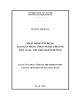 Hoạt động tín dụng tại ngân hàng TMCP ngoại thương việt nam   chi nhánh hải dương 