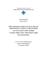 phân tích hoạt động tín dụng đối với khách hàng cá nhân và hộ gia đình tại ngân hàng nông nghiệp và phát triển nông thôn phụng hiệp pgd thạnh hòa