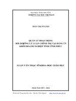 Quản lý hoạt động bồi dưỡng lý luận chính trị tại đảng ủy khối doanh nghiệp tỉnh vĩnh phúc 