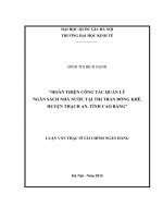 Hoàn thiện công tác quản lý ngân sách nhà nước tại thị trấn đông khê, huyện thạch an, tỉnh cao bằng 