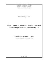 Nâng cao hiệu quả quản lý ngân sách nhà nước huyện nghĩa đàn, tỉnh nghệ an (tt)