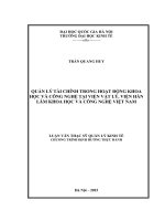 Quản lý tài chính trong hoạt động khoa học và công nghệ tại viện vật lý, viện hàn lâm khoa học và công nghệ việt nam 