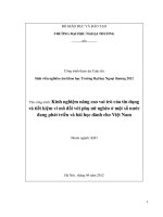 kinh nghiệm nâng cao vai trò của tín dụng và tiết kiệm vi mô đối với phụ nữ nghèo ở một số nước đang phát triển và bài học dành cho việt nam