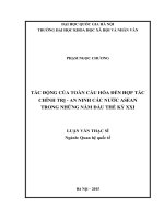 Tác động của toàn cầu hóa đến hợp tác chính trị   an ninh các nước ASEAN trong những năm đầu thế kỷ XXI 