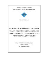 kế toán các khoản phải thu   phải trả và phân tích khả năng thanh toán tại công ty cổ phần đầu tư và phát triển đa quốc gia idi 